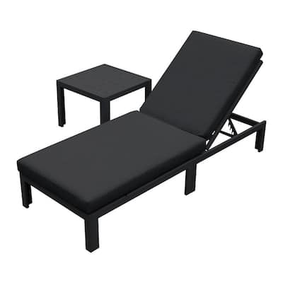 FINCATI Aluminum Patio Chaise Lounge Chair with Side Table & Cushions, Adjustable Reclining Loungers for Deck, Garden or Balcony