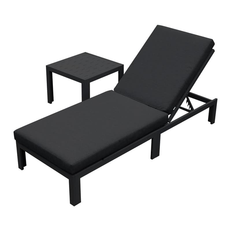 FINCATI Aluminum Pool Loungers for Deck, Adjustable Lounge Chair Pool, Luxury Cushioned Patio Chaise Lounges with Coffee Table
