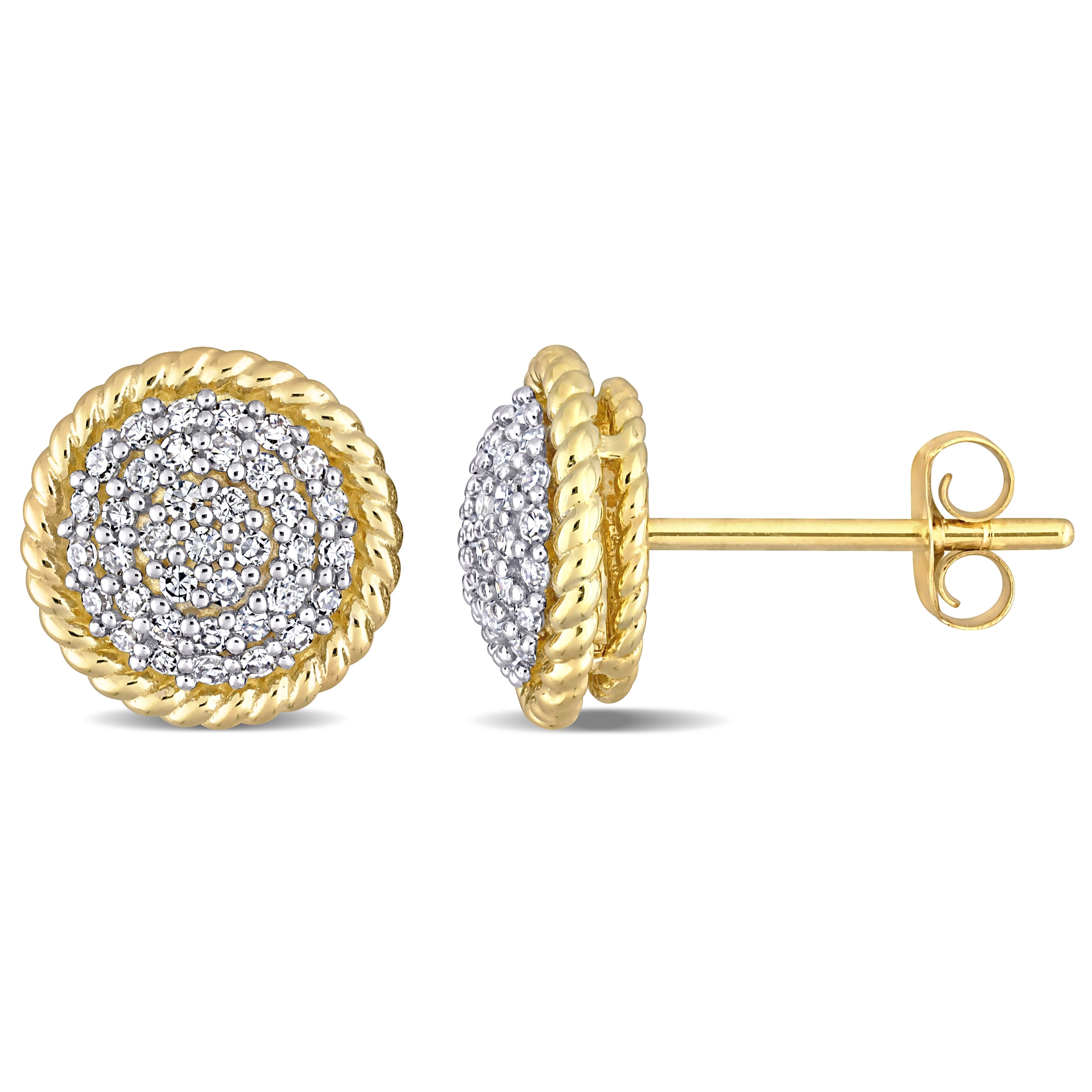 Miadora 10k Yellow Gold 1/3ct TDW Diamond Clustered Halo Stud Earrings - 9.4 mm x 9.4 mm x 4.2 mm - 9.4 mm x 9.4 mm x 4.2 mm