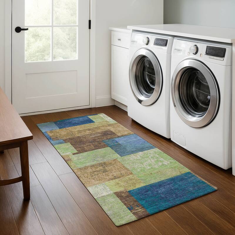 Premium Washable Super Soft Contemporary Kittle Mayfield Rug - Blue - 2'3" x 7'6"