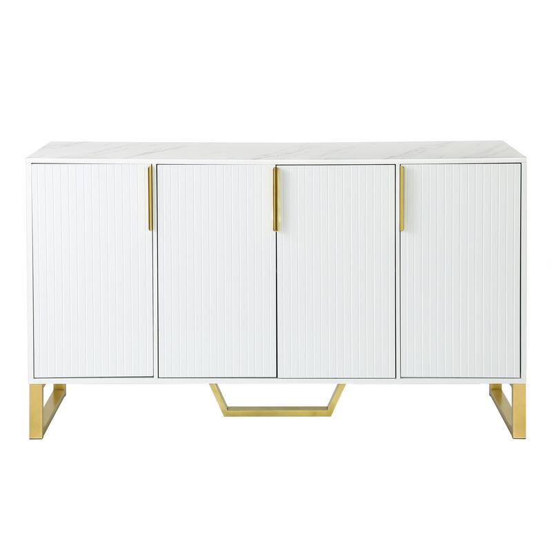 Modern sideboard with Four Doors, Metal handles & Legs and Adjustable Shelves Kitchen Cabinet