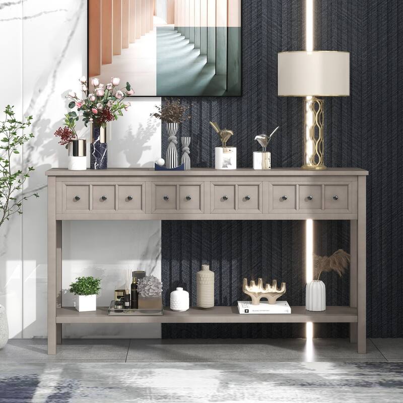 Multi-drawer entry console table - Gray Wash