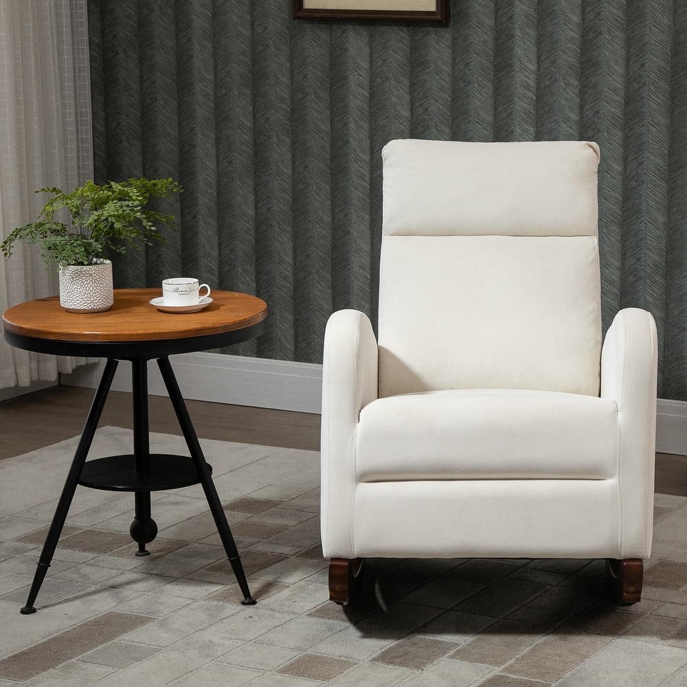 Mid Century Velvet Nursery Rocking Chairs, Upholstered High Back Glider Armchairs for Living Room