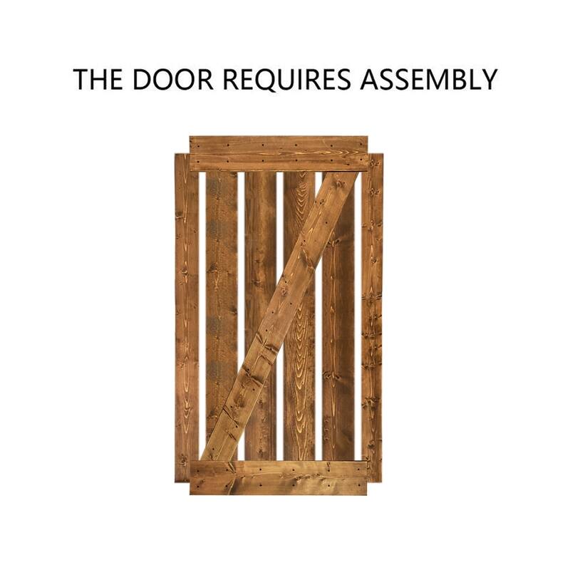CALHOME Z Bar Series Solid Pine Wood Sliding Barn Door w/ Hardware Kit