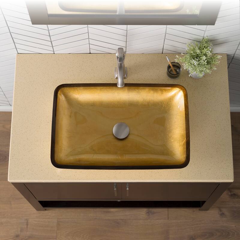 Kraus 21-7/8" Golden Pearl Glass Vessel Bathroom Sink Only - Golden Pearl