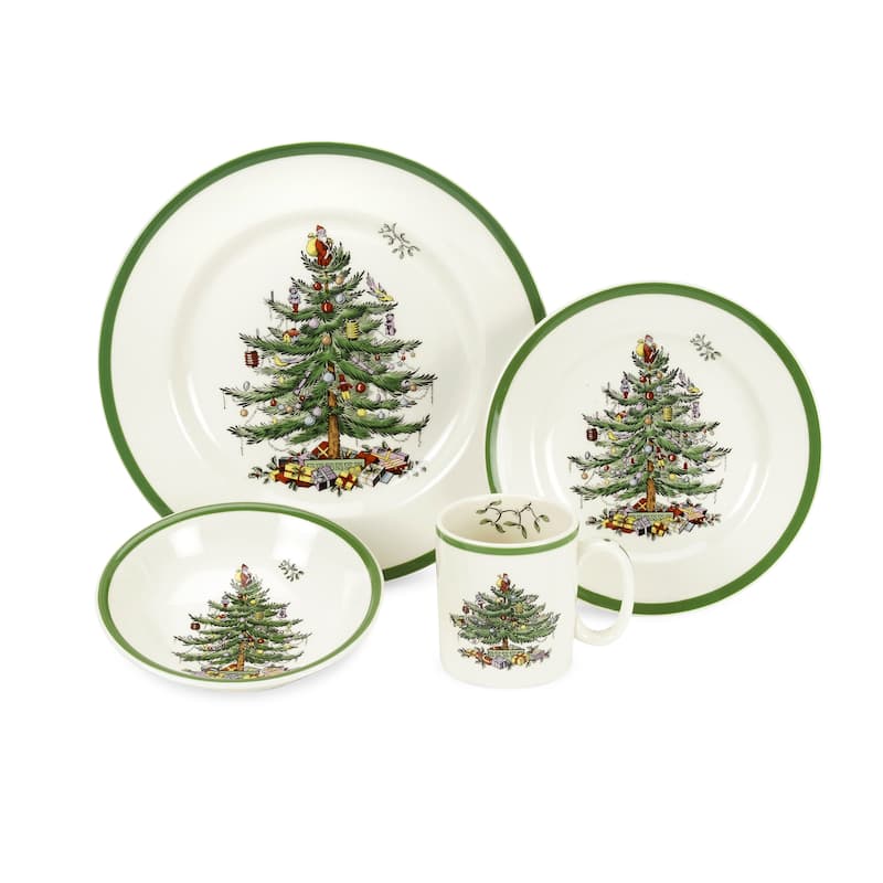 Spode Christmas Tree 4 Piece Place Setting - 11.2" L x 3.5" W x 11.2" H - 11.2" L x 3.5" W x 11.2" H - Multicolored - Service for 1