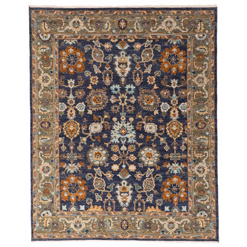 ECARPETGALLERY Hand-knotted Modern Oushak Navy Wool Rug - 8'3 x 9'11