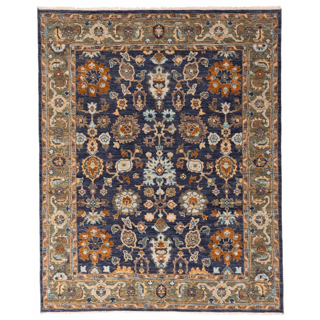 ECARPETGALLERY Hand-knotted Modern Oushak Navy Wool Rug - 8'3 x 9'11