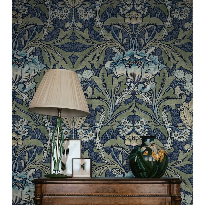 NextWall Acanthus Floral Peel and Stick Wallpaper