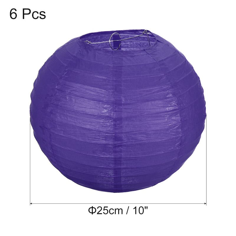 6pcs 10 Inch Folding Hanging Paper Lanterns for Wedding Home Party - Dark Purple