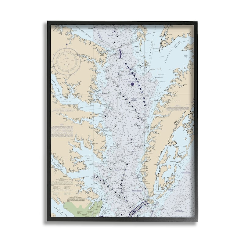 Stupell Chesapeake Bay Water Flow Map Coastal Cartography Framed Wall Art