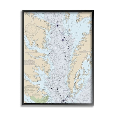 Stupell Chesapeake Bay Water Flow Map Coastal Cartography Framed Wall Art