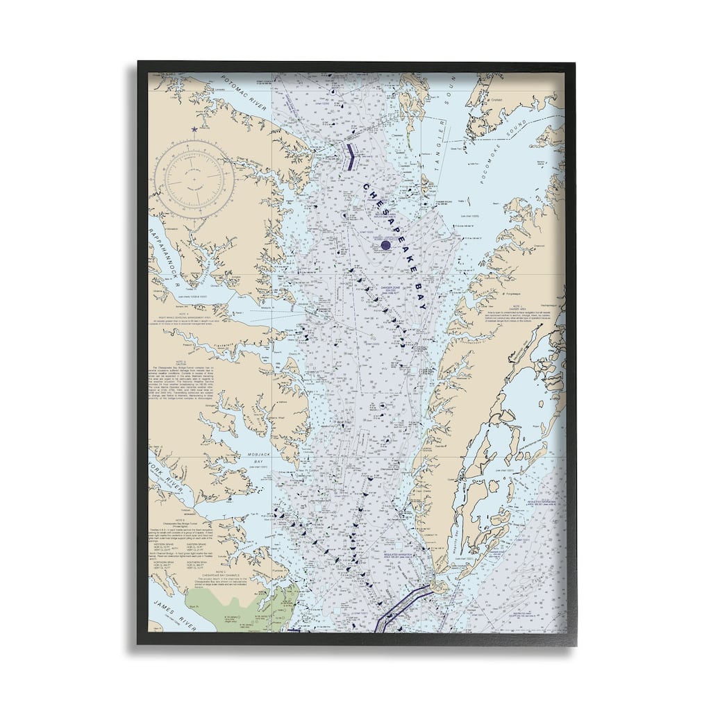 Stupell Chesapeake Bay Water Flow Map Coastal Cartography Framed Wall Art
