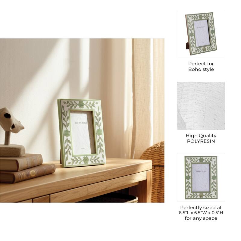 Wood Glass Decorative Photo Frame Handcrafted Boho for Home Display