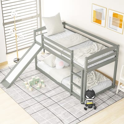 Twin over Twin Bunk Bed with Convertible Slide and Ladder, Space-Saving Design
