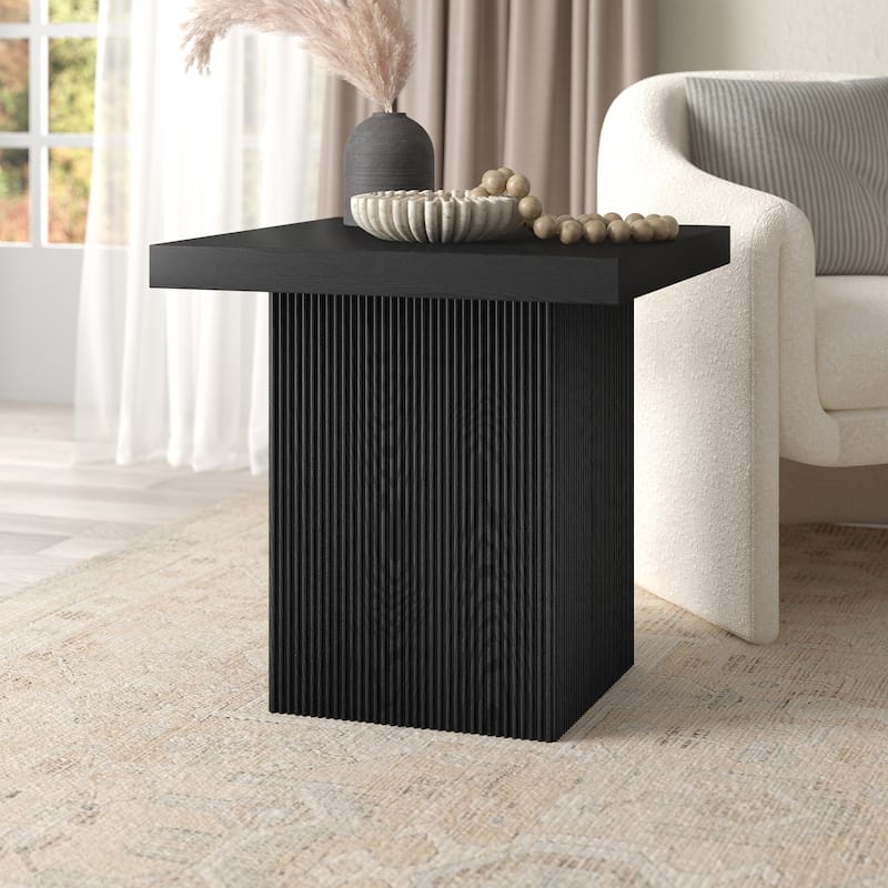 Torren 22" Wide Square Fluted Side Table - 22" Wide