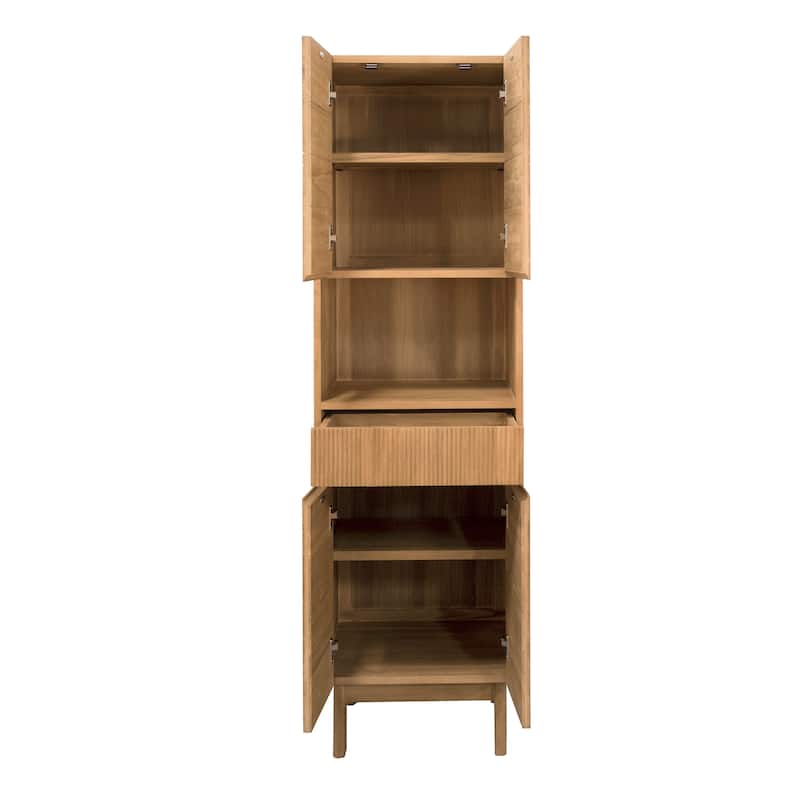 Avanity Kayla 20 in. Natural Teak Freestanding Linen Cabinet - 20"W x 15.7"D x 68.7"H