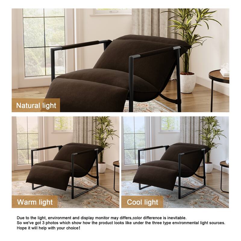 Metal Sling Accent Chair Armchair with Adjustable Headrest