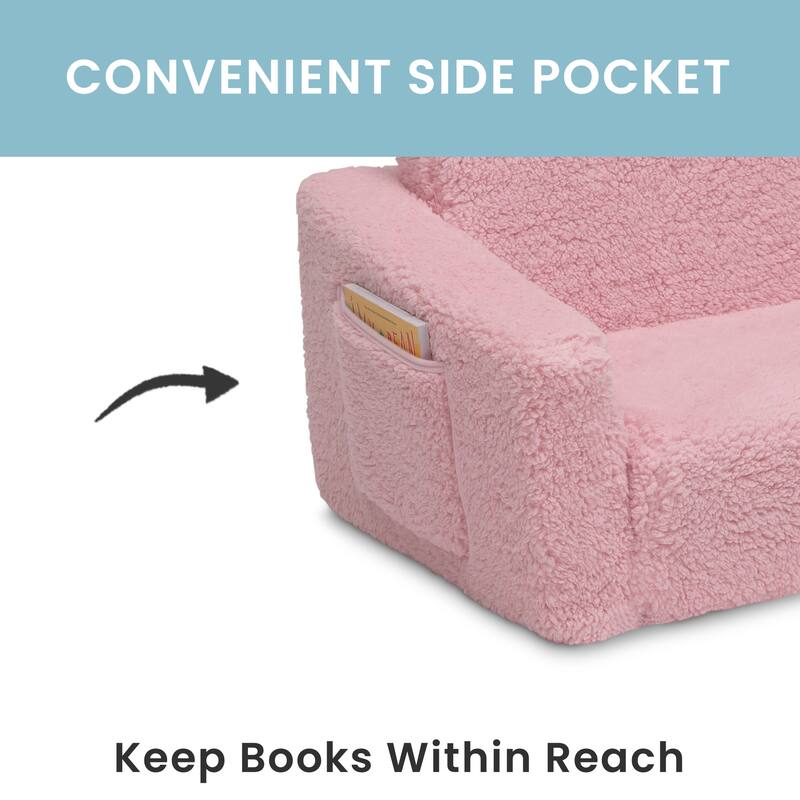 Cozee Flip-Out Sherpa 2-in-1 Convertible Chair to Lounger for Kids