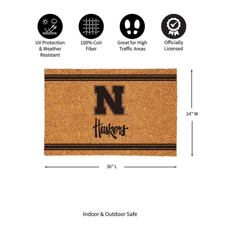 University of Nebraska Monochrome Indoor/Outdoor Coir Door Mat