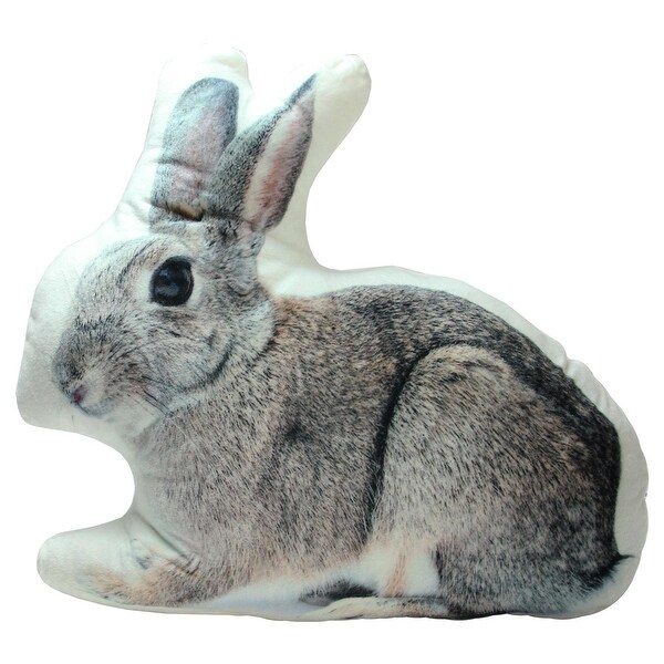 14" Winter's Beauty Charming Gray Bunny Rabbit Decorative Throw Pillow