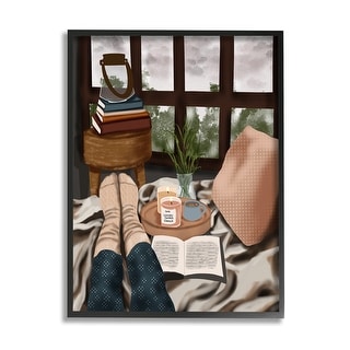 Saba Rauf Stupell Relaxing Reading in Bed Framed Giclee Art Design by Saba Rauf ...