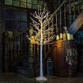 6Ft Lighted Birch Tree, 240L LED Christmas Decorations Lighted Tree for ...