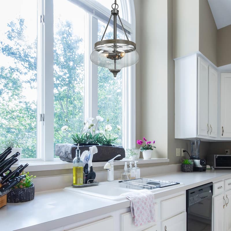 Farmhouse 3-light Glass Ceiling Pendant Lights Chandeliers for Kitchen Island Dining, Living Room