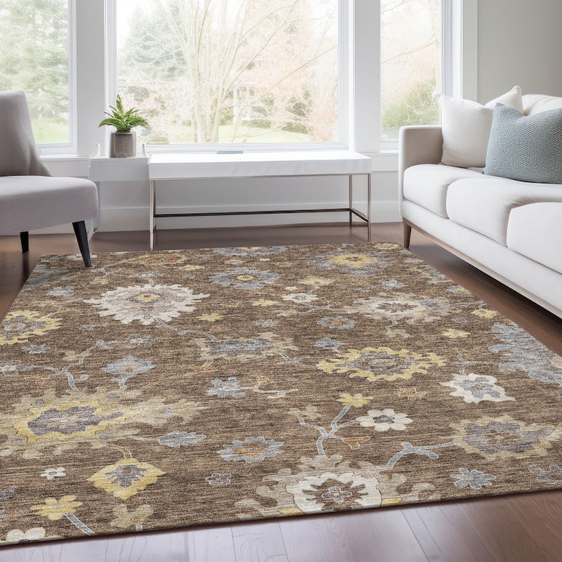 Machine Washable Indoor/ Outdoor Chantille Traditonal Kashan Rug