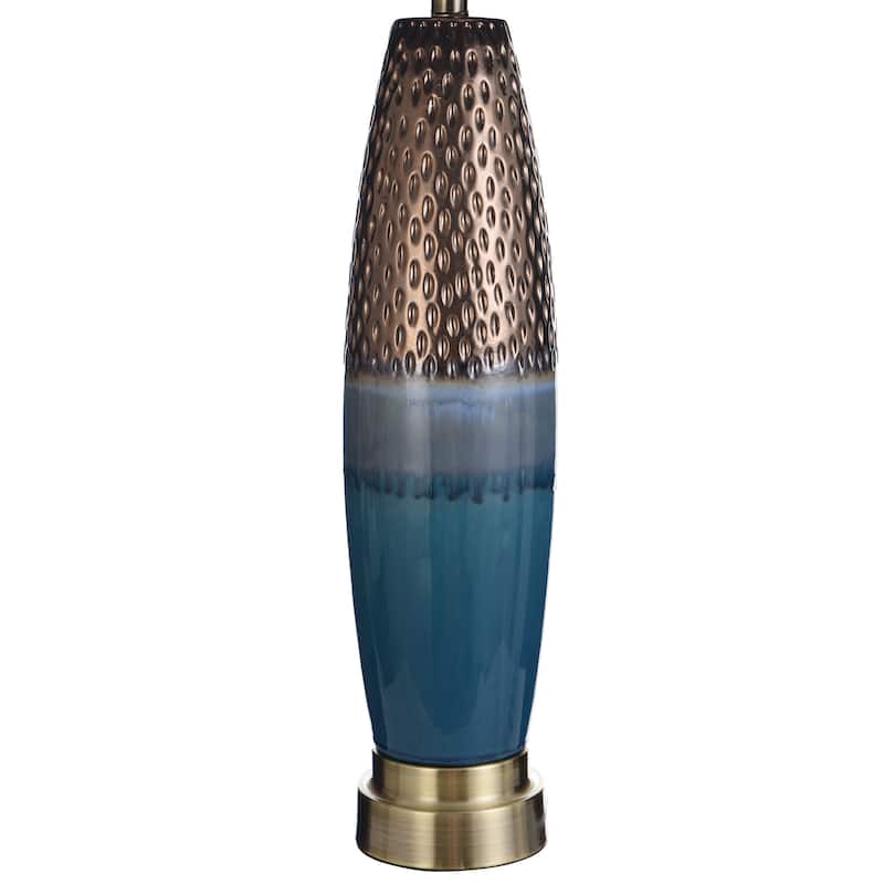 StyleCraft Bedford Blue and Copper Table Lamp - Blue Shade