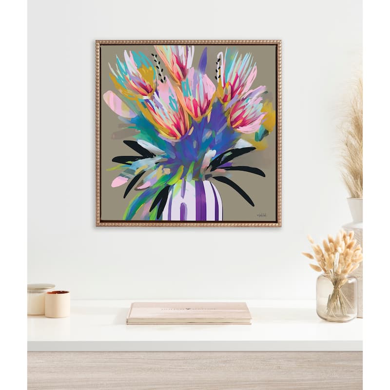 Kate and Laurel Sylvie Beaded Bright Flower Canvas by Inkheart Designs