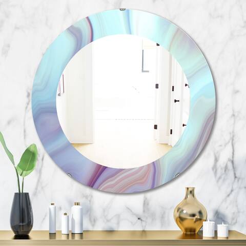 Designart 'Marbled Geode 5' Printed Modern Mirror - Oval or Round Wall Mirror - Blue
