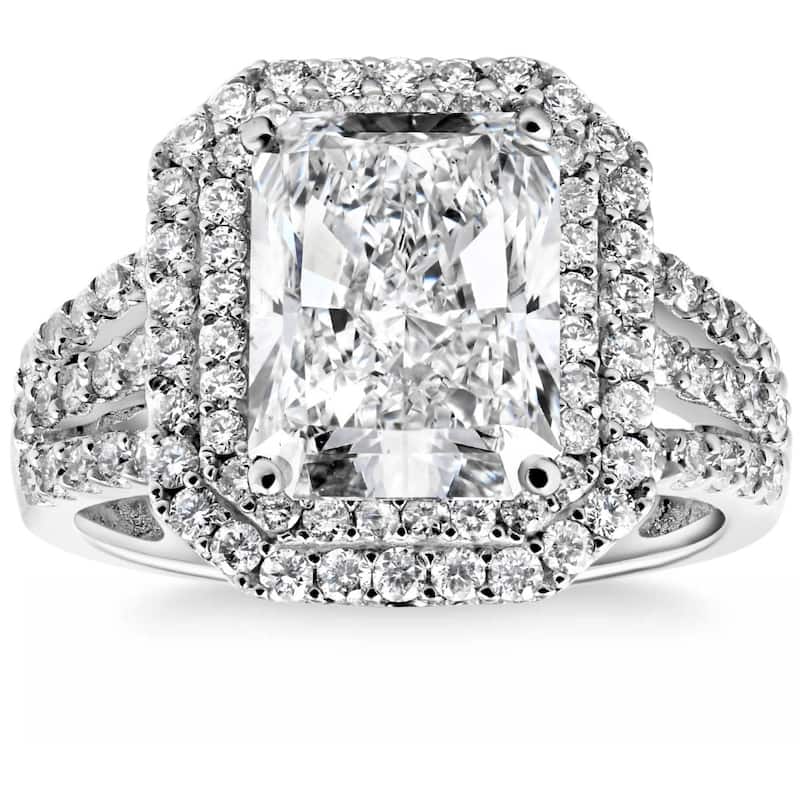 Certified 4 1/2Ct Radiant Cut Diamond Engagement Ring Gold Lab Grown
