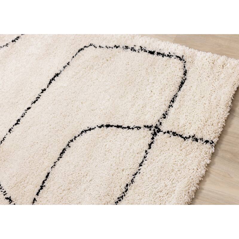 Miley Collection - Cream/Black Simple Shapes Rug