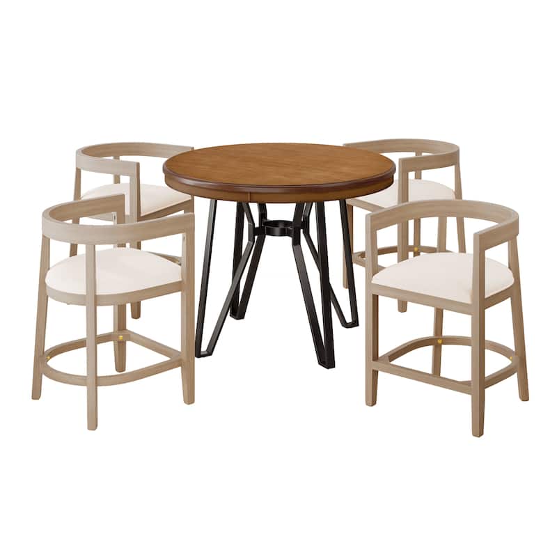 Ember 5-Piece Counter-Height Bar Set with Rubberwood Chairs and Ash Wood Table by Christopher Knight Home