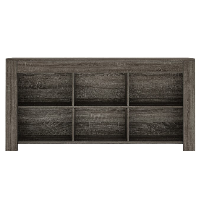 63-inch Horizontal Wood Bookshelf, Industrial Long Bookcase