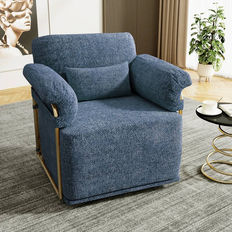 360 Degree Square Swivel Accent Sofa Chair, Blue, Foam+Spring, 30x32x33 inches - Multi-Color