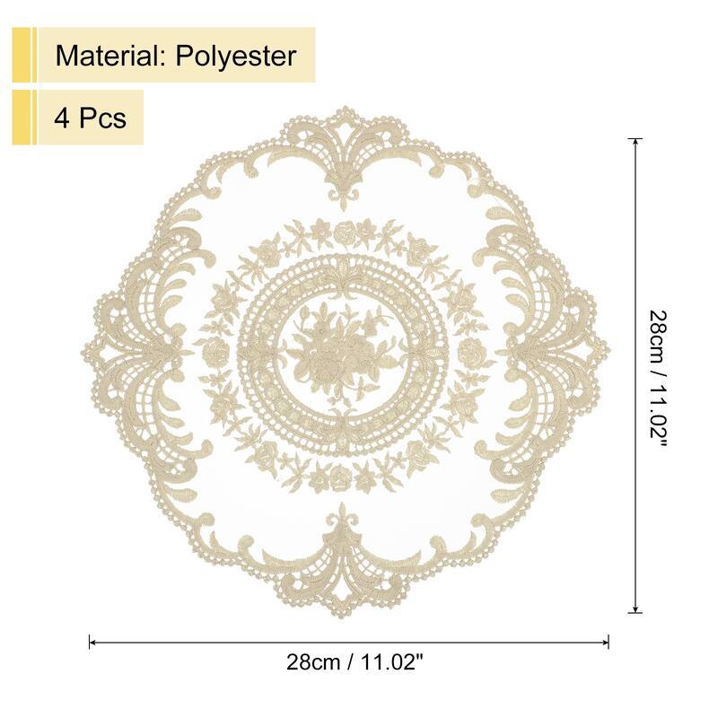 4 Pcs Retro Lace Placemats Crochet Cup Vase Table Mat - Pure Brown
