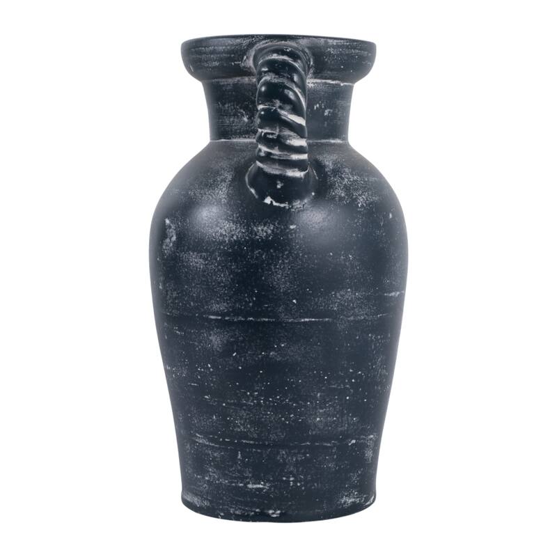 Decorative Textured Amphora Table Vase with Twisted Handles