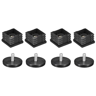 Inserts for Square Tubes with Leveling Feet, for 1.57"x1.57" OD Square Tube - Black