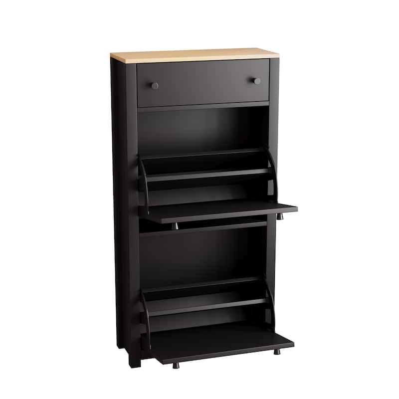 Entryway Shoe Cabinet with 2 Flip Drawers