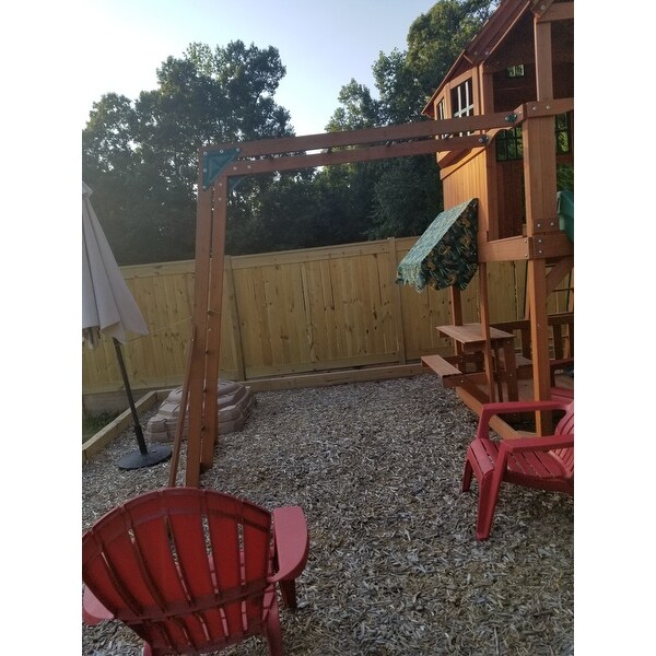 backyard discovery skyfort ii brown all cedar swing set play set