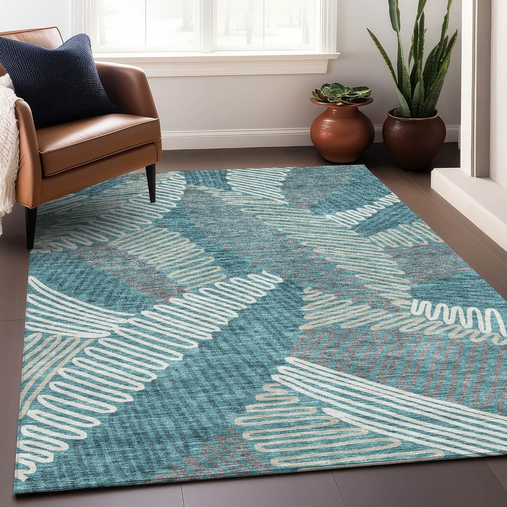Premium Washable Super Soft Contemporary Leaf Mayfield Rug