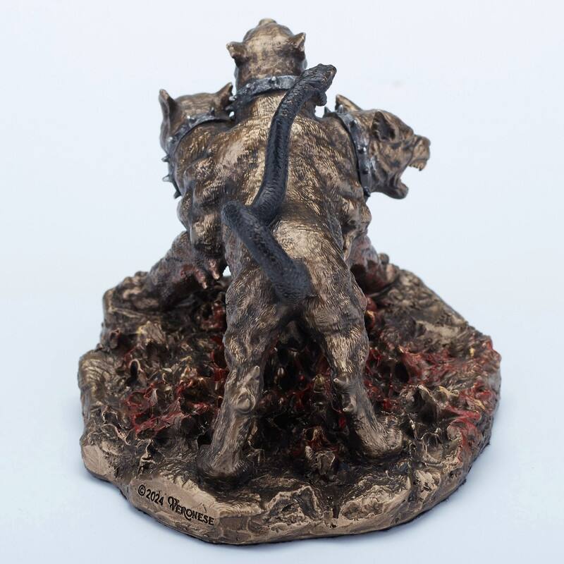 4.33 inches Length Polyresin Cerberus the Three Headed Hound of Hades Bronze Finish Figurine
