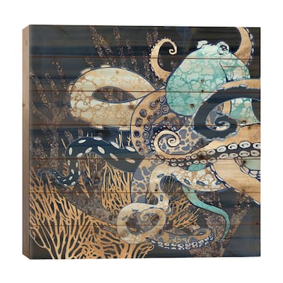 Metallic Octopus II Print On Wood by SpaceFrog Designs - Multi-Color