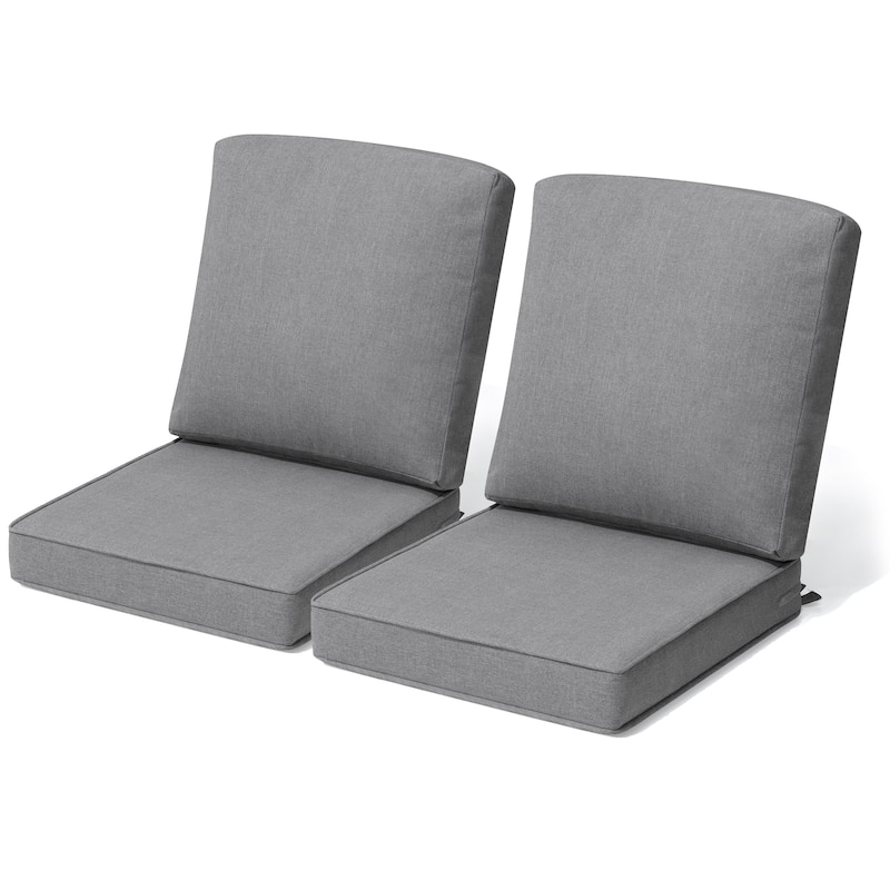 22''D x 21''W x 3.5''T Patio Fabric Outdoor Seat Cushions Set (Seat & Back) - 2PC - LightGrey