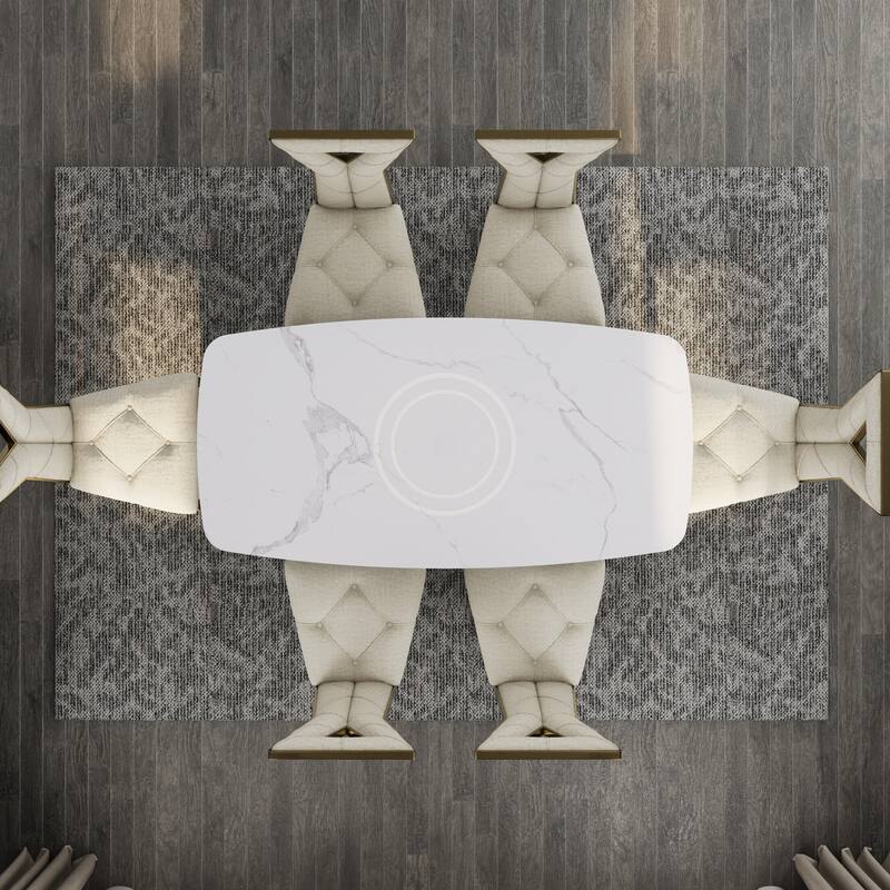 Brushed Bronze Dining Table Set
