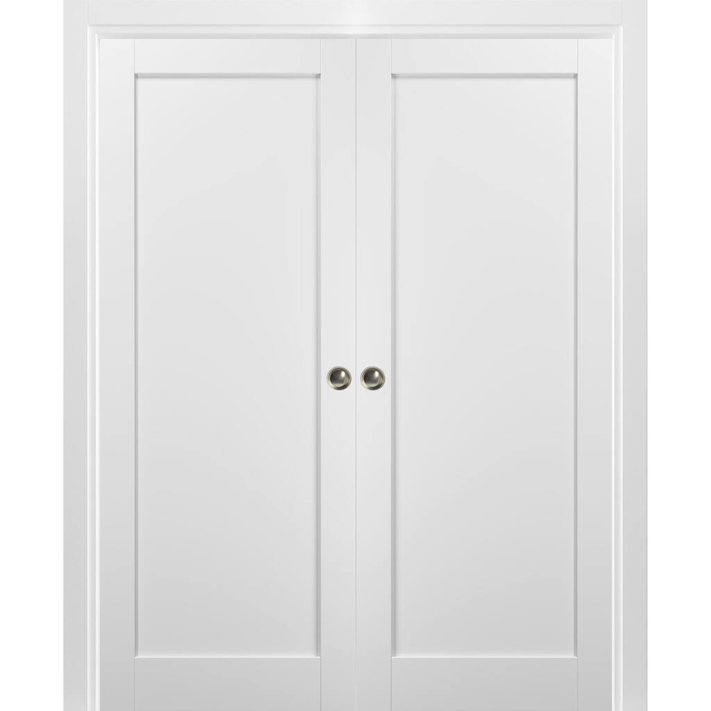 French Double Pocket Doors Frames / Quadro 4111 White Silk