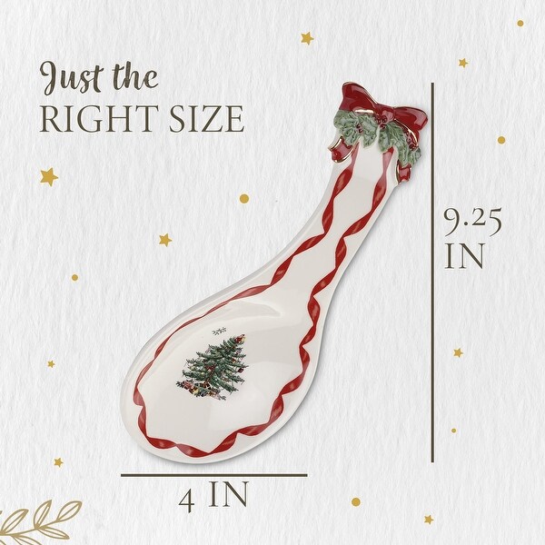 Spode Christmas Tree Ribbons Spoon Rest - 9.25