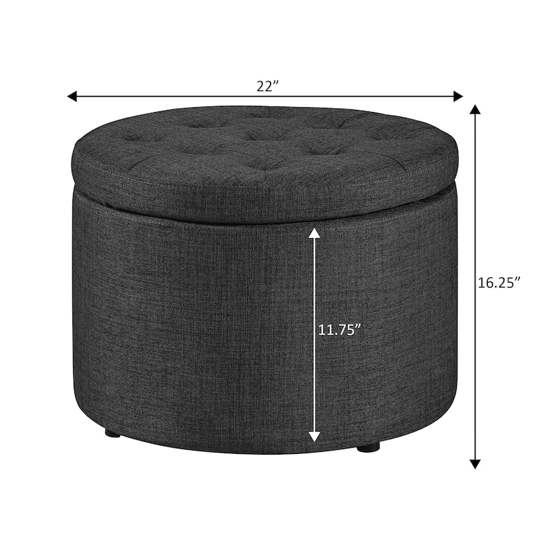 Convenience Concepts Designs4Comfort Round Shoe Storage Ottoman